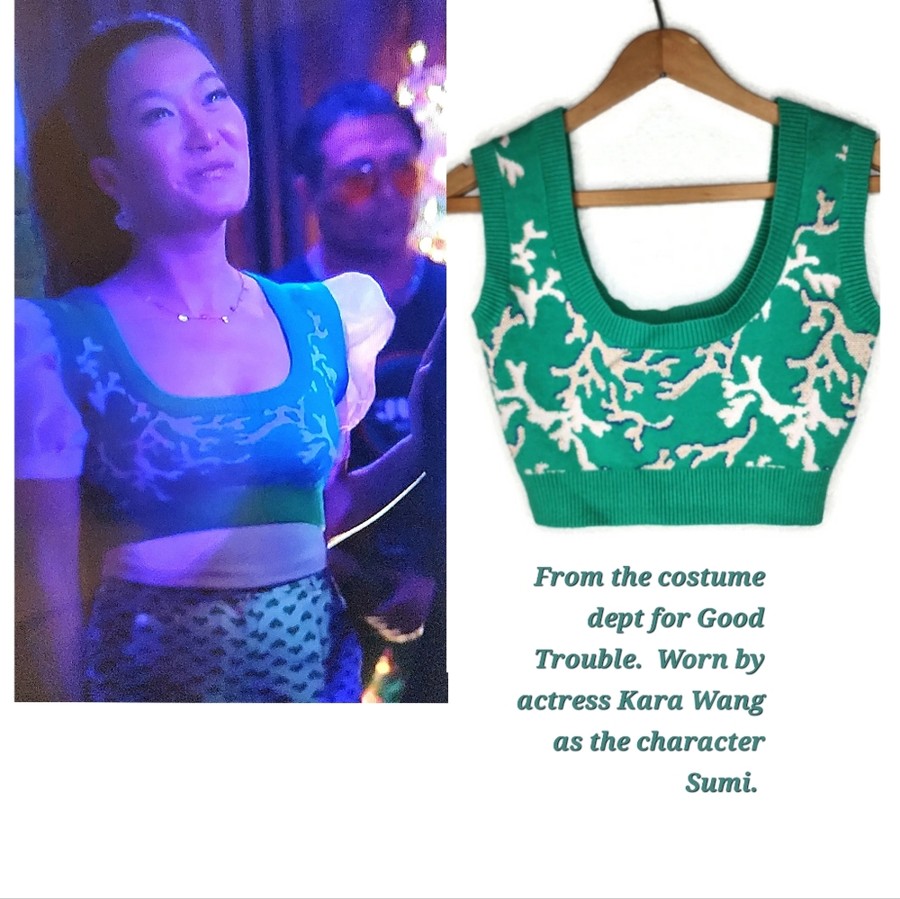 Anthropologie Maeve Denise Cropped Sweater Top in Green Size XXS